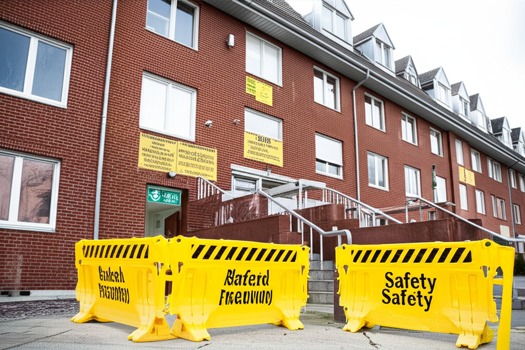 Campus security personnel and safety equipment on university grounds